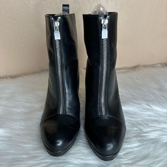 Zara Black Zip Front Ankle Boots Size 40/9 - Picture 3 of 14